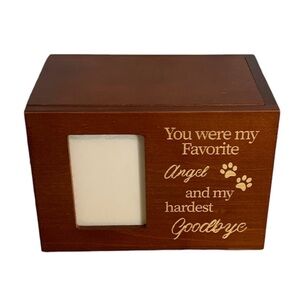 Angel Wooden Pet Memorial Urn Comforting Final Resting Place For Beloved Pets